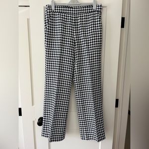 Etcetera blue and white wide leg houndstooth pants